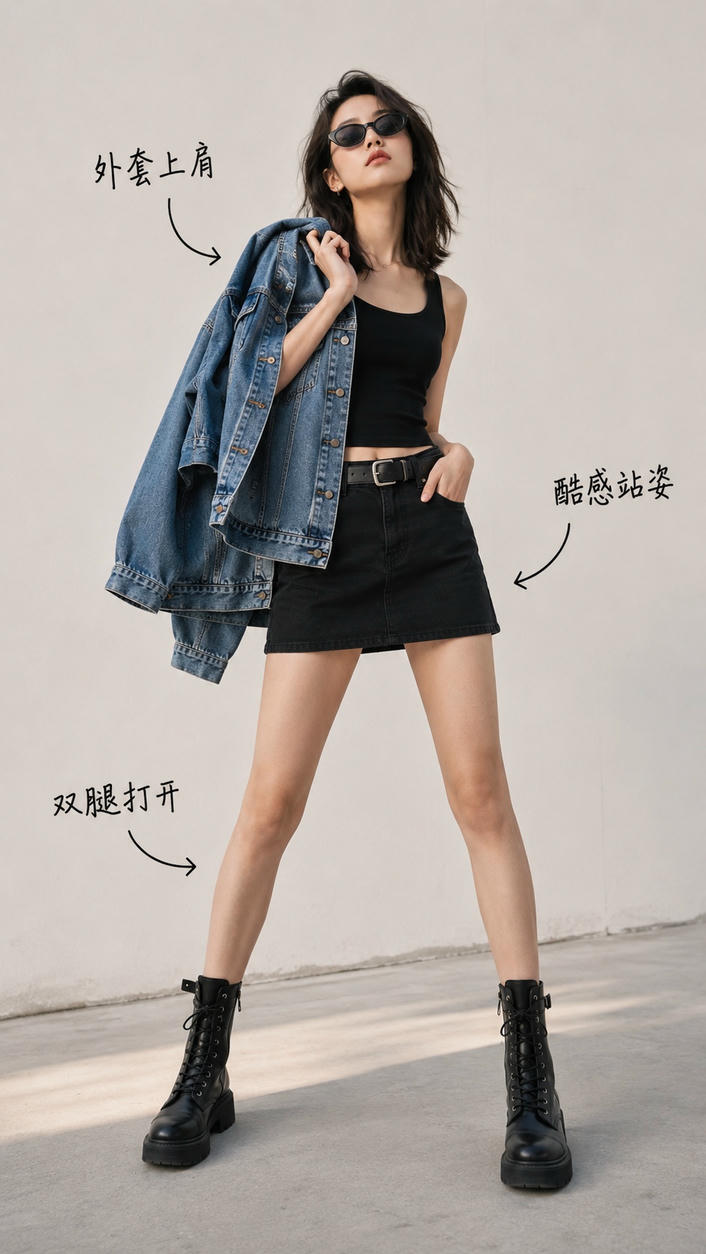 牛仔外套酷感站姿
