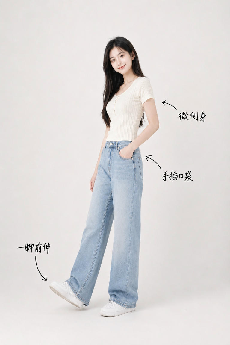 牛仔裤手插口袋站姿