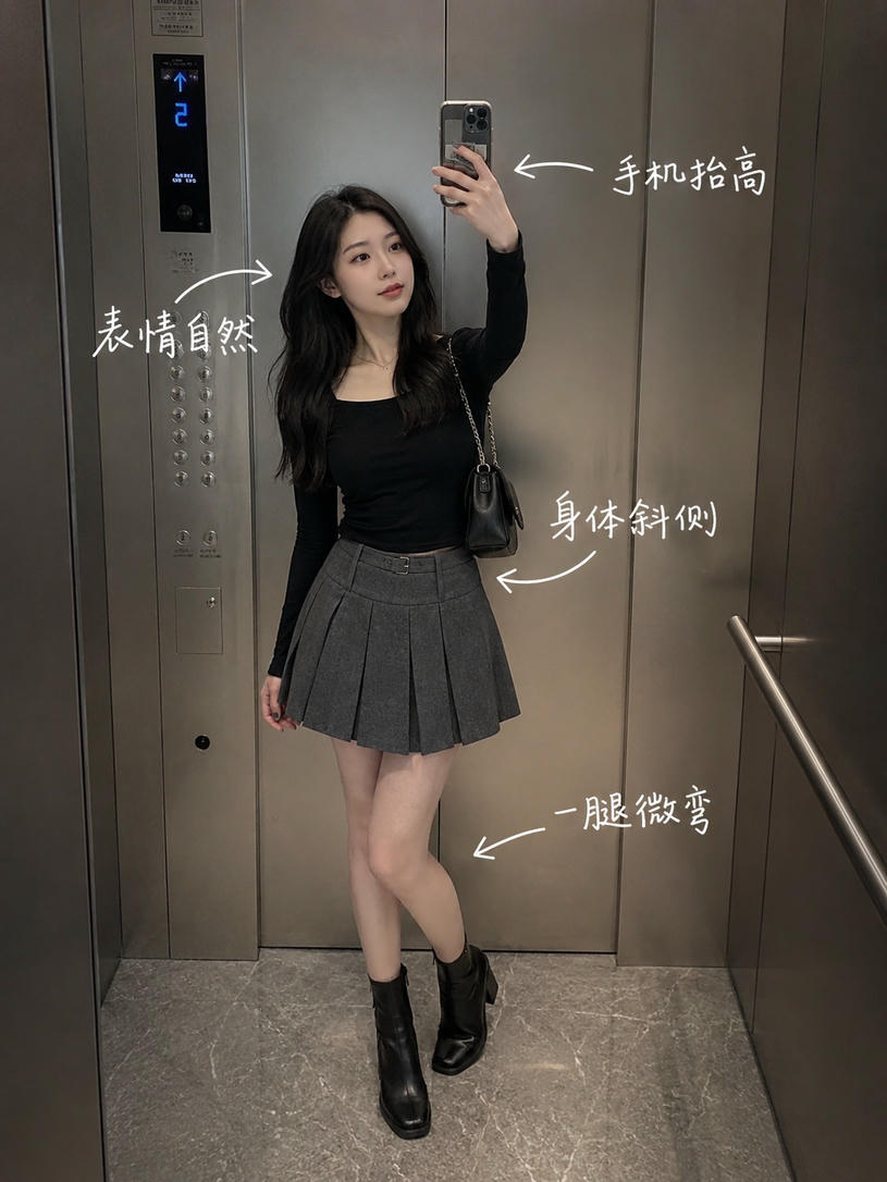 电梯全身自拍