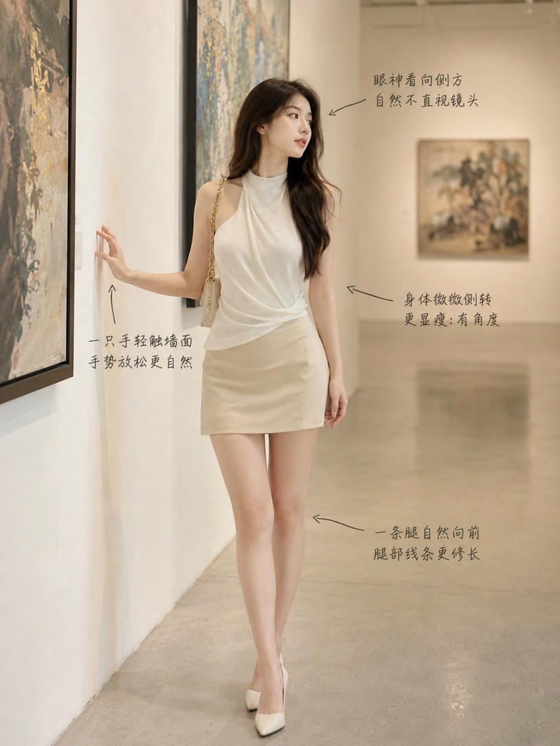 画廊轻触墙面姿