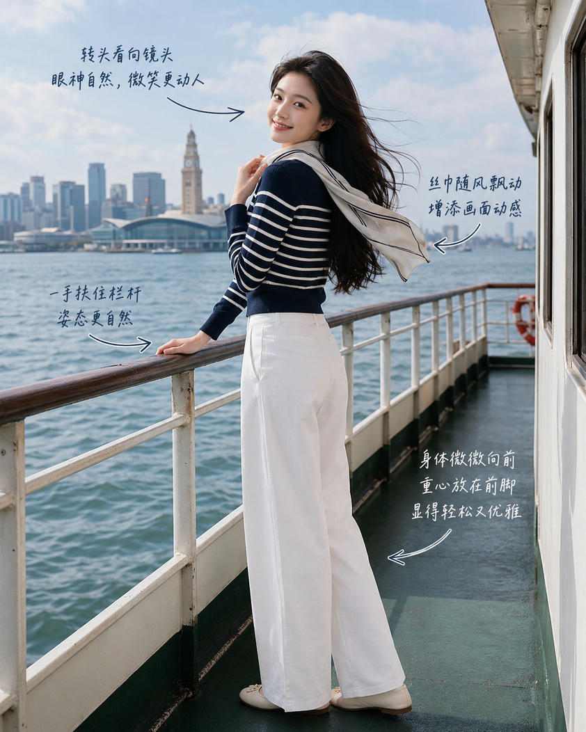 码头回眸姿态