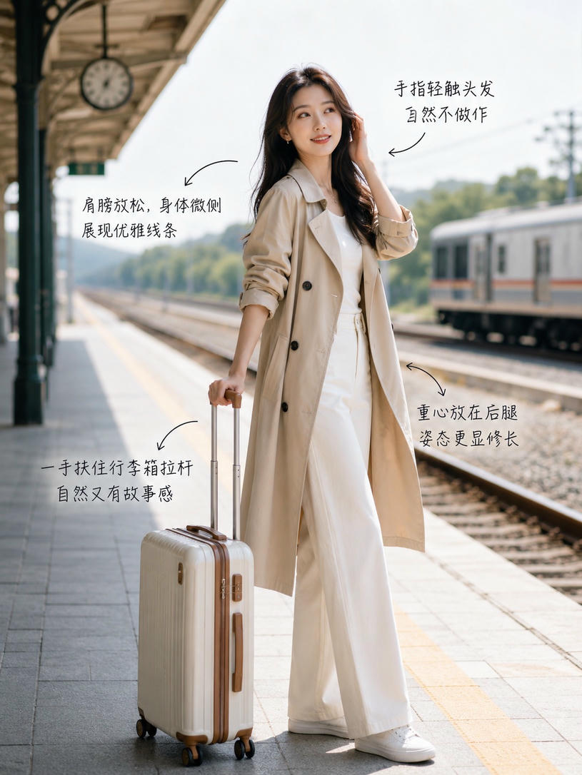 站台旅行优雅伫立