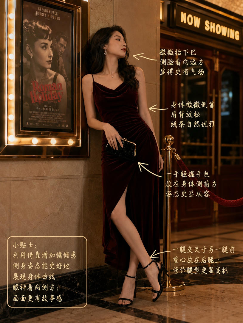 红毯侧靠名媛姿