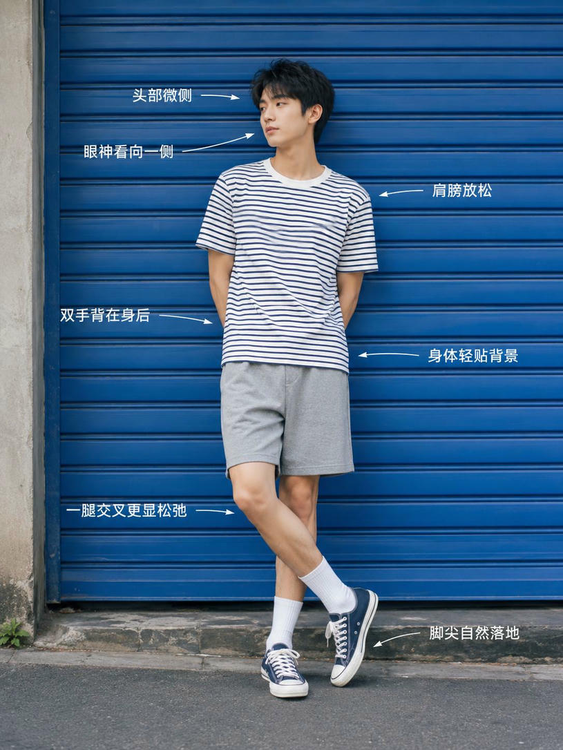 背手倚墙站姿