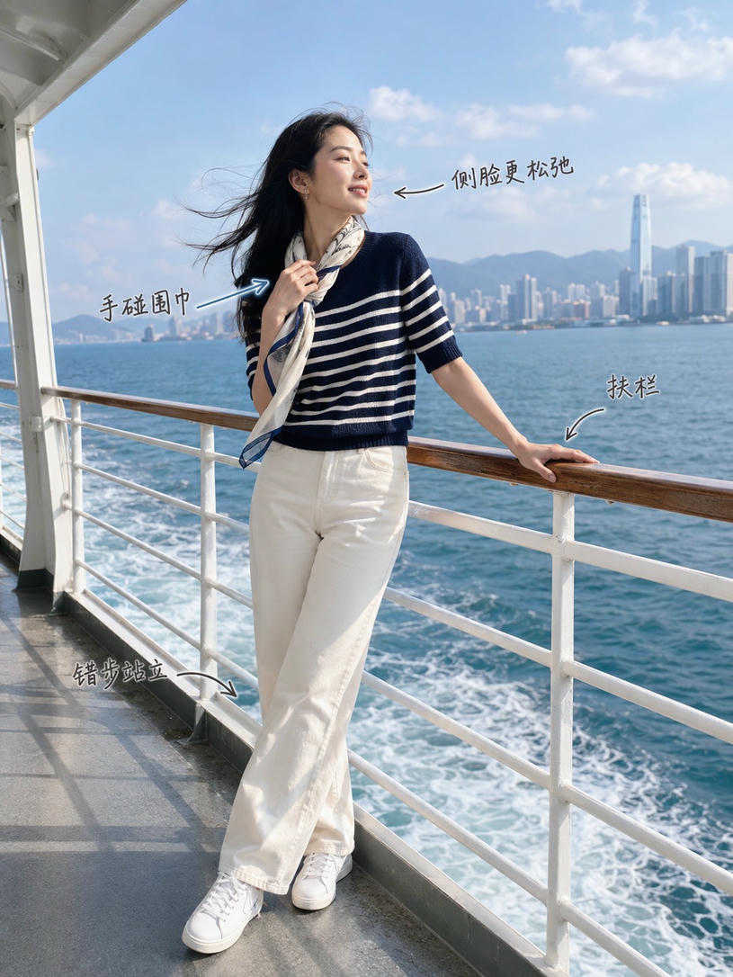 船边眺望侧脸