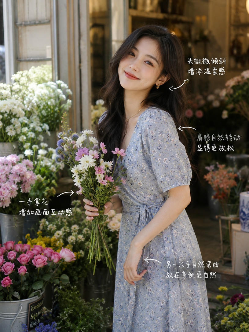 花店持花站姿