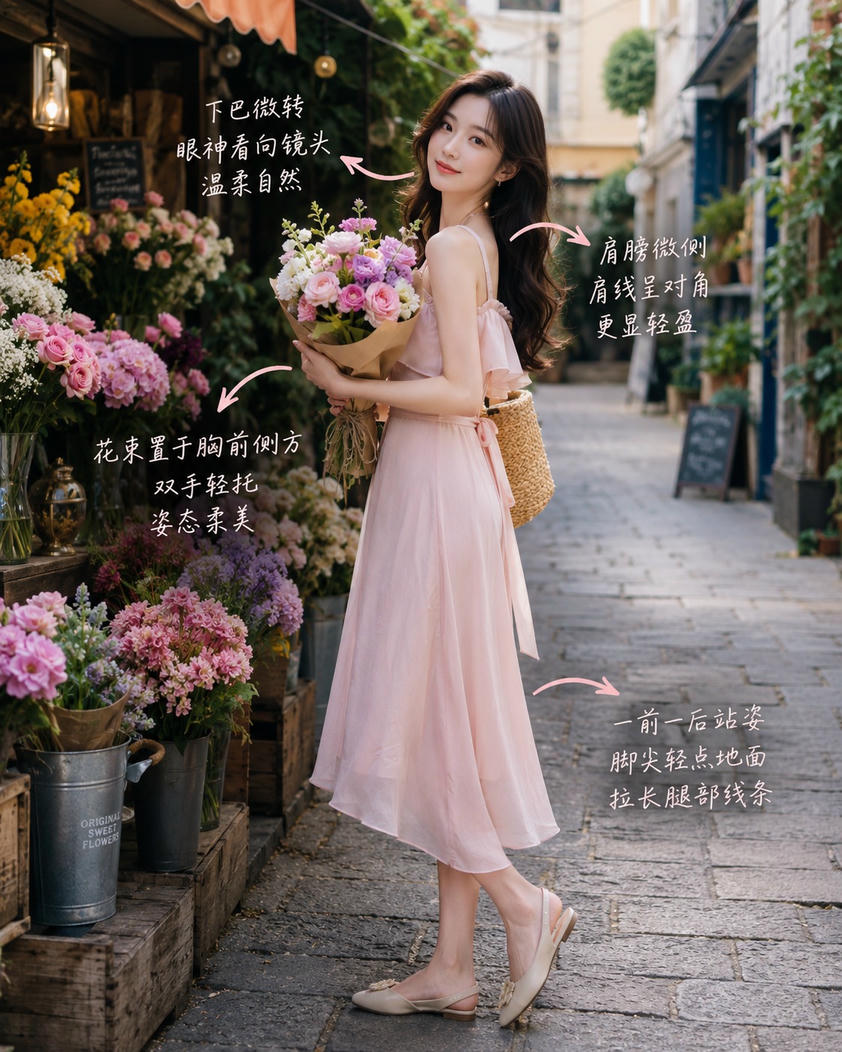 花束侧身站姿
