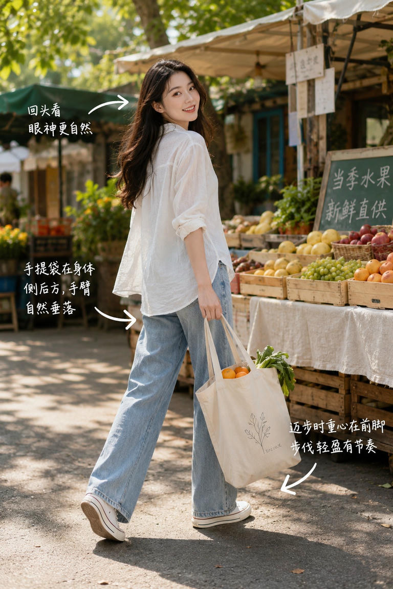 行走回头姿态