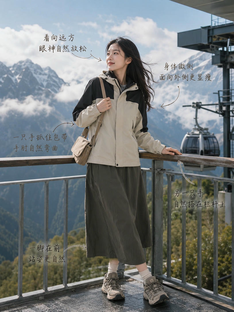 观景台远眺站姿