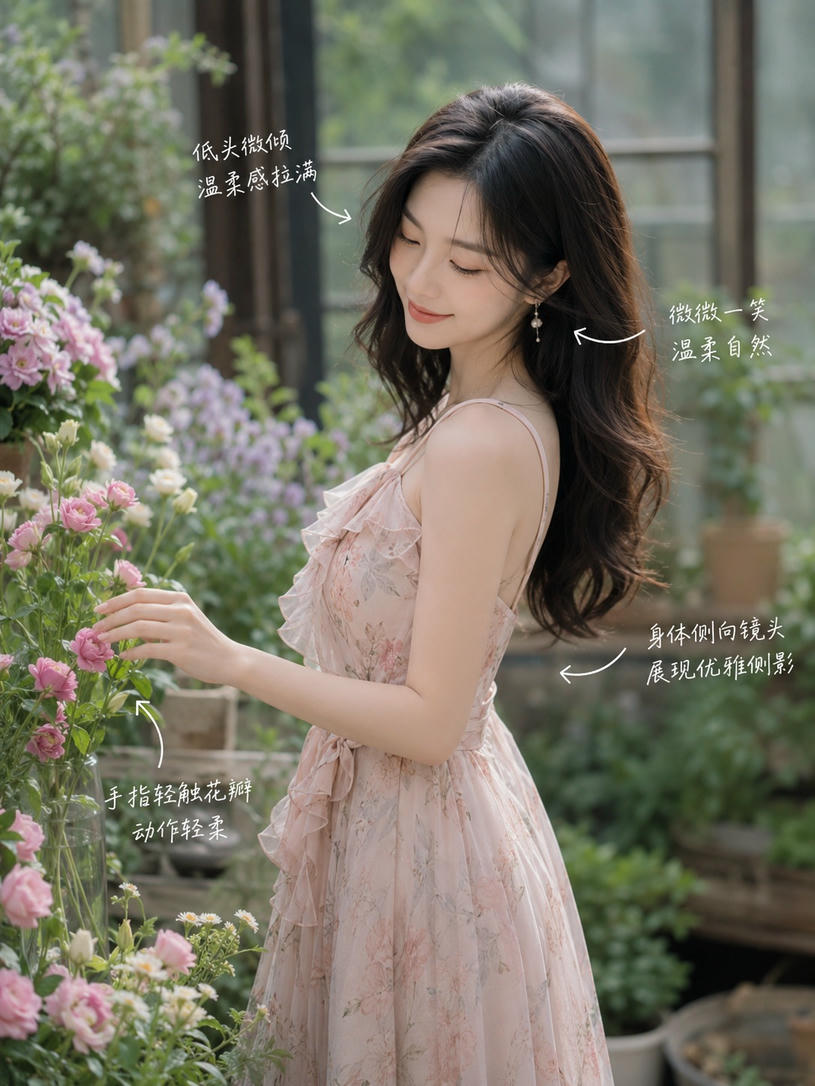 赏花轻触姿态