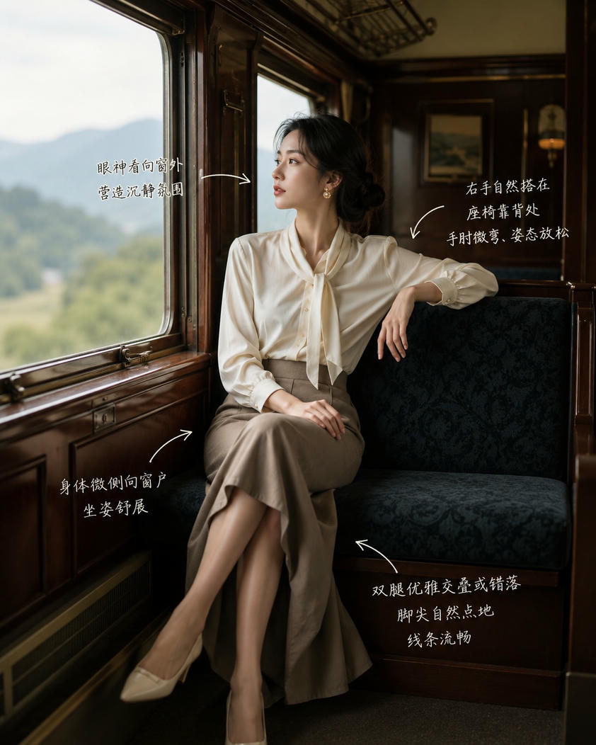 车厢观景坐姿