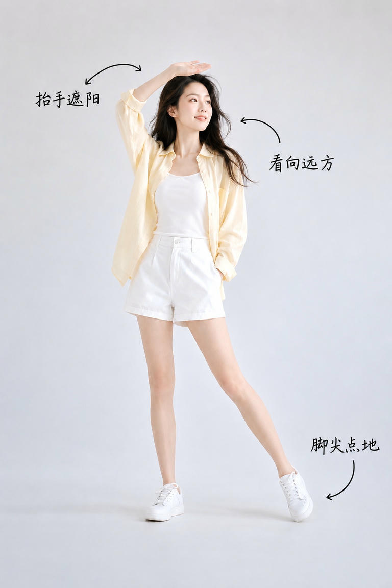 遮阳眺望姿态