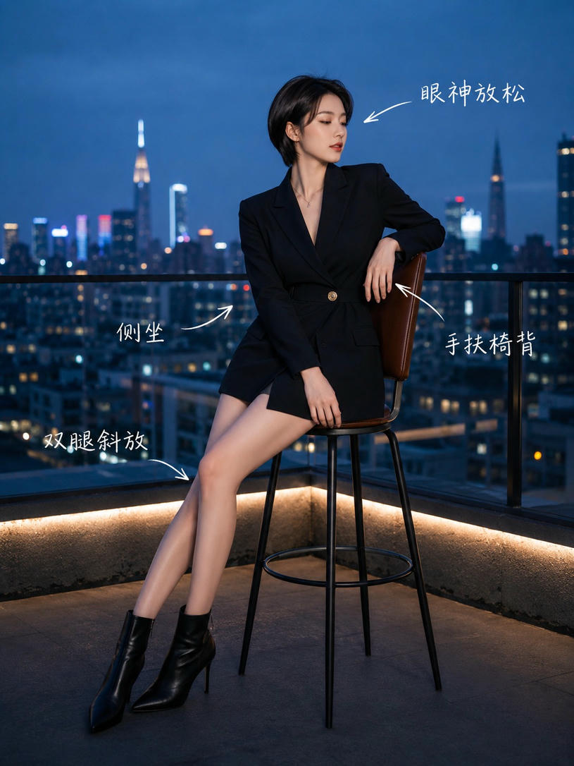 都市夜景侧坐