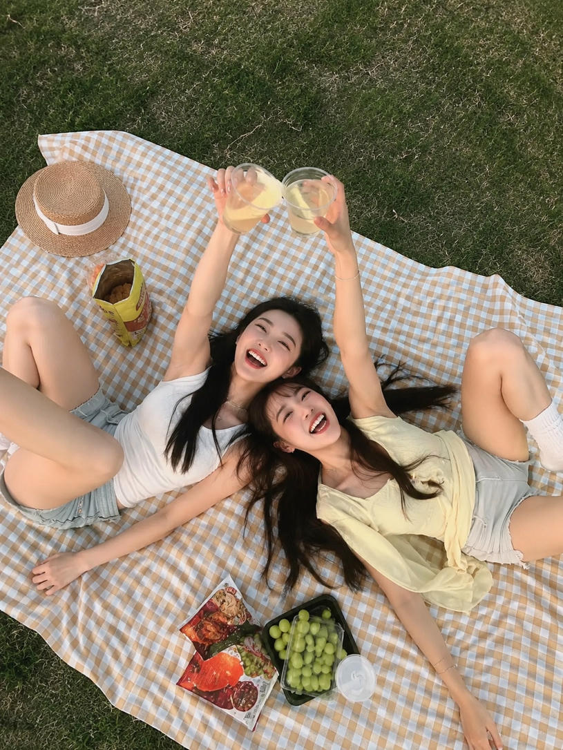 野餐举杯庆祝姿态