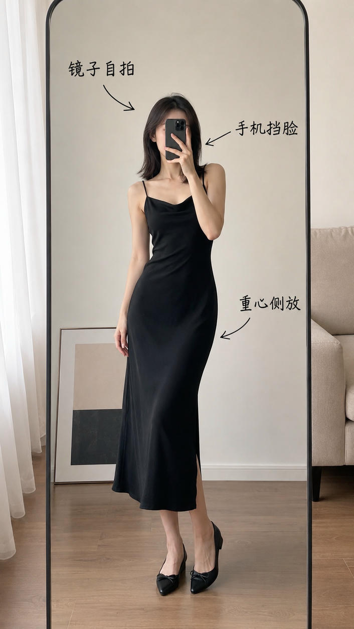 镜子自拍站姿