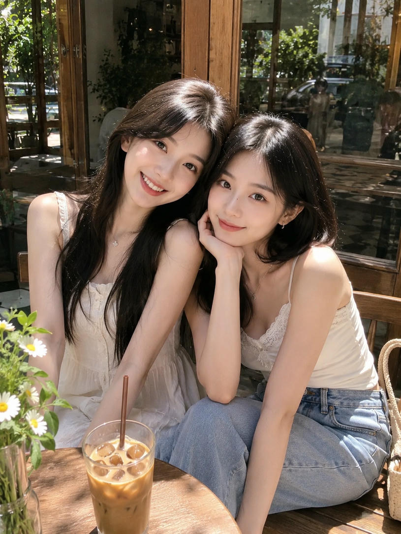闺蜜午后休闲坐姿
