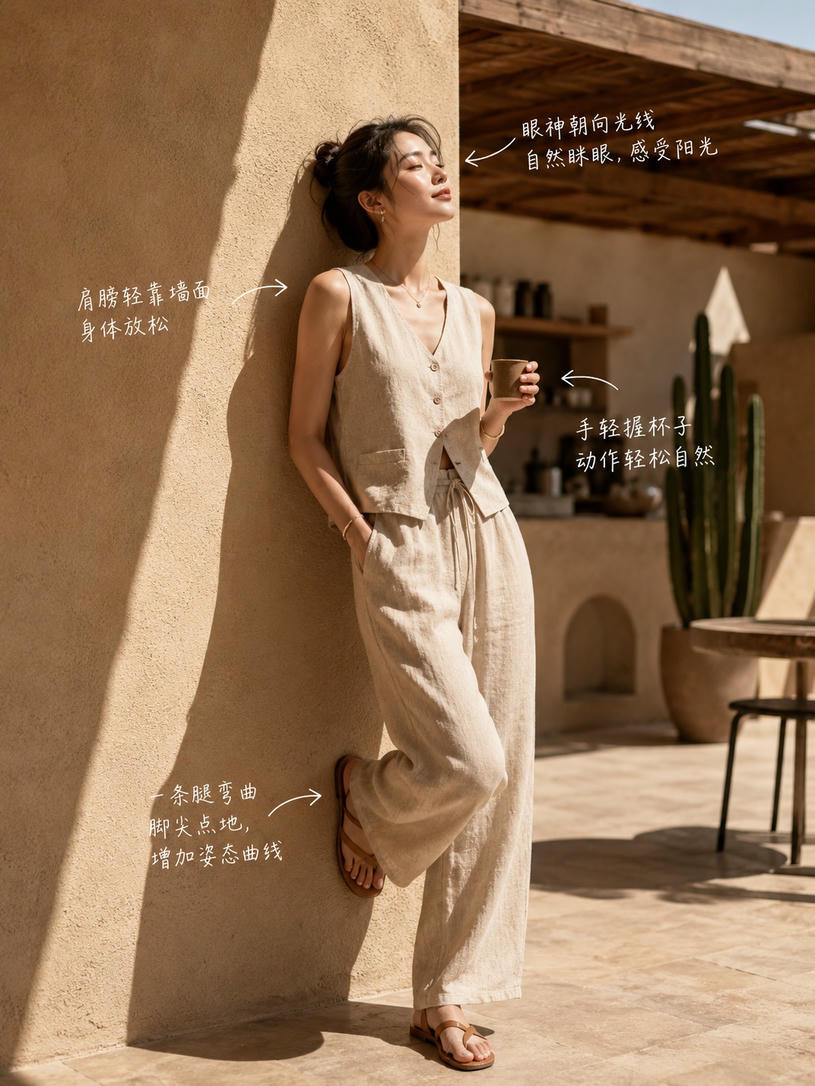 阳光下的慵懒倚墙