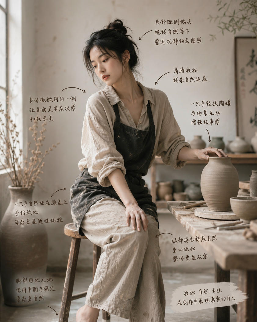 陶艺创作坐姿