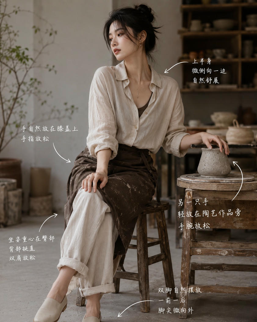 陶艺工作坐姿
