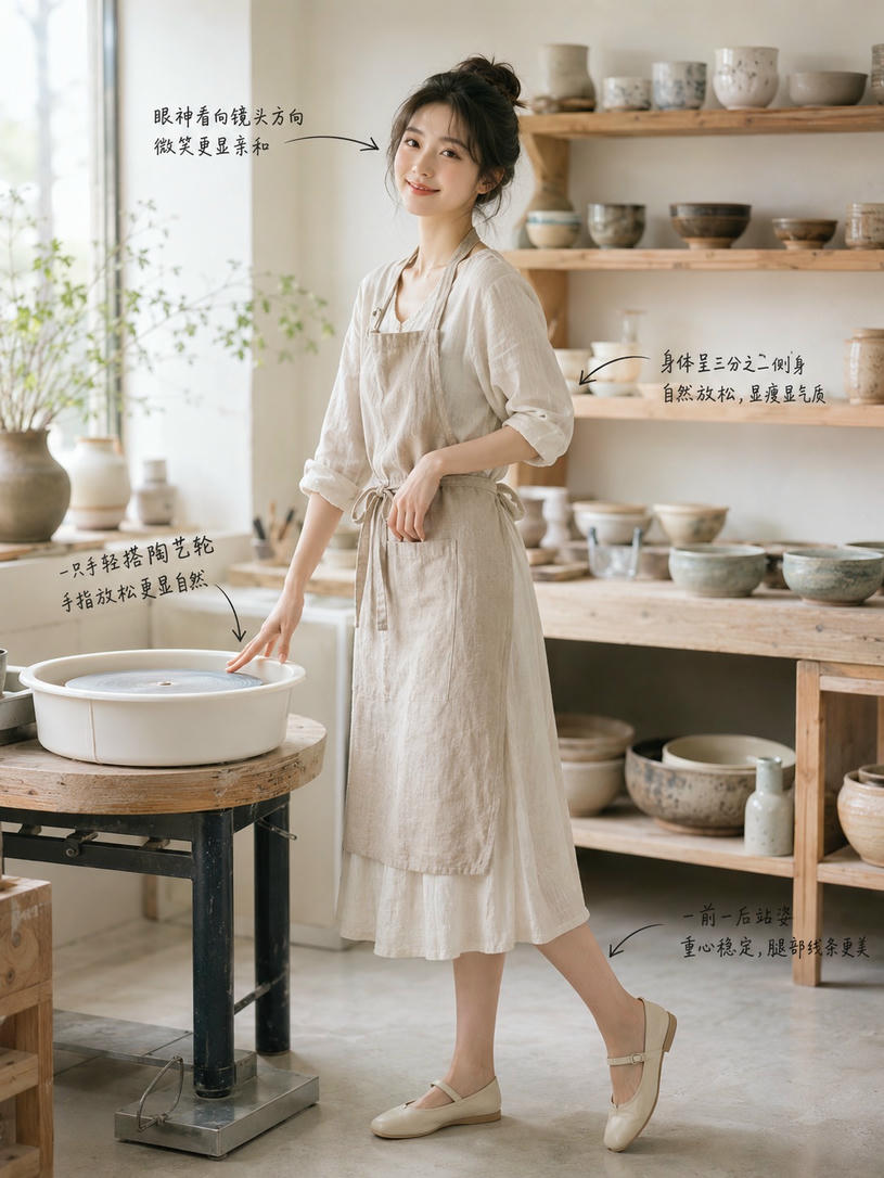 陶艺师半身站姿