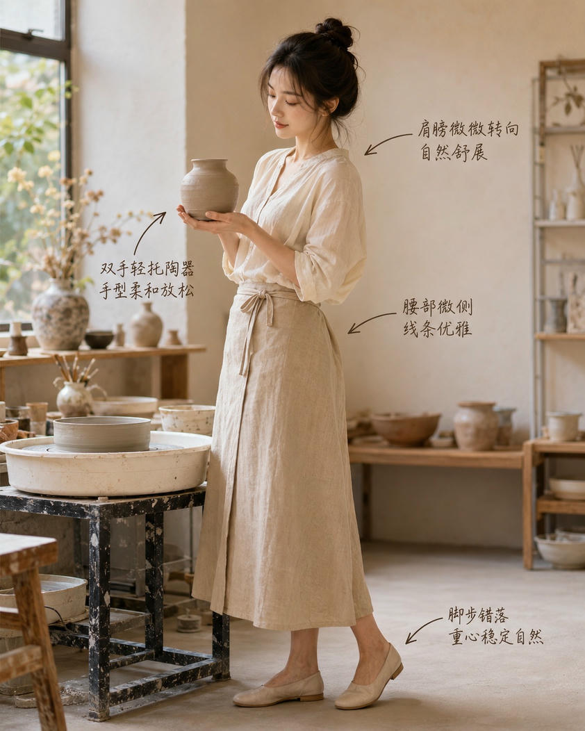 陶艺师捧器姿态