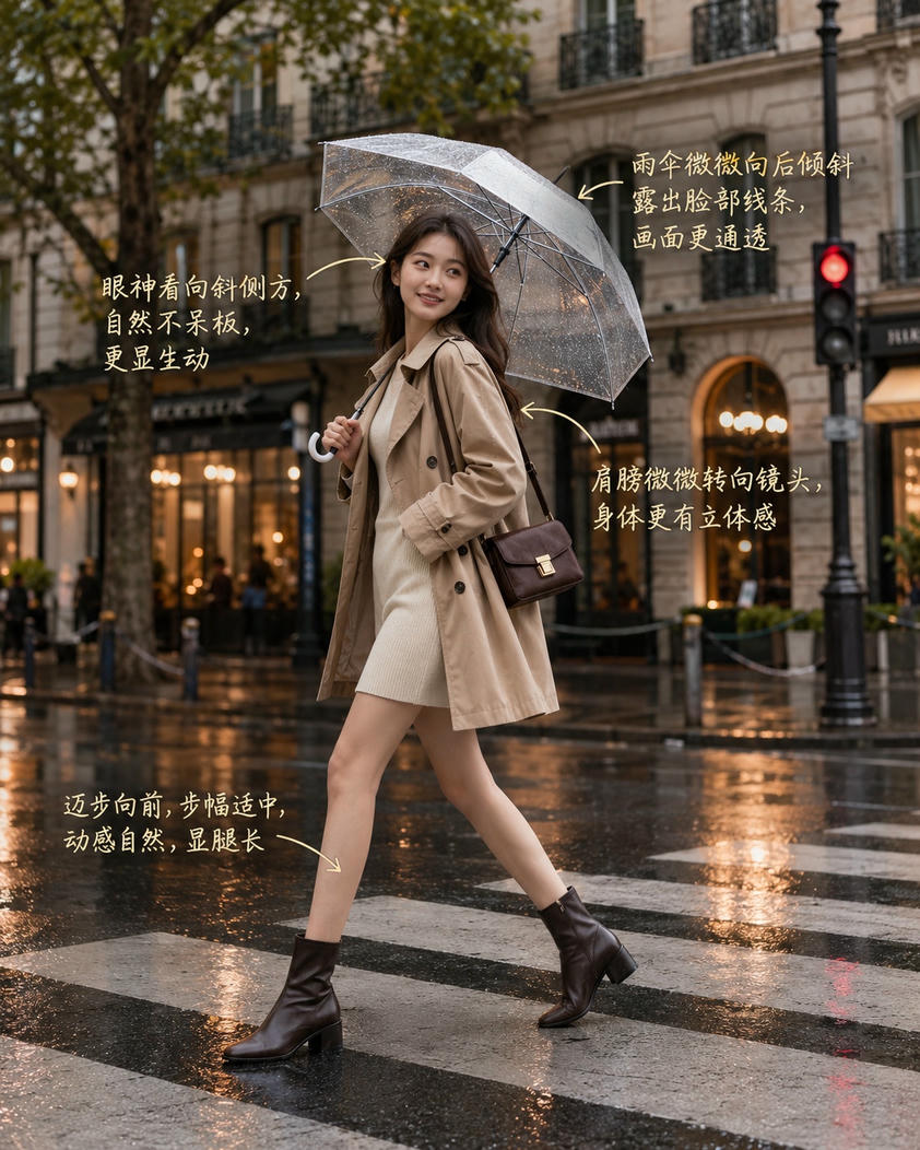雨中漫步姿态