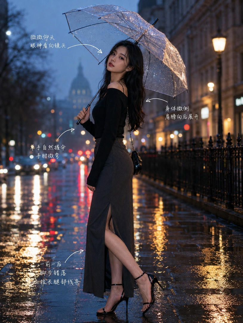 雨夜撑伞回眸