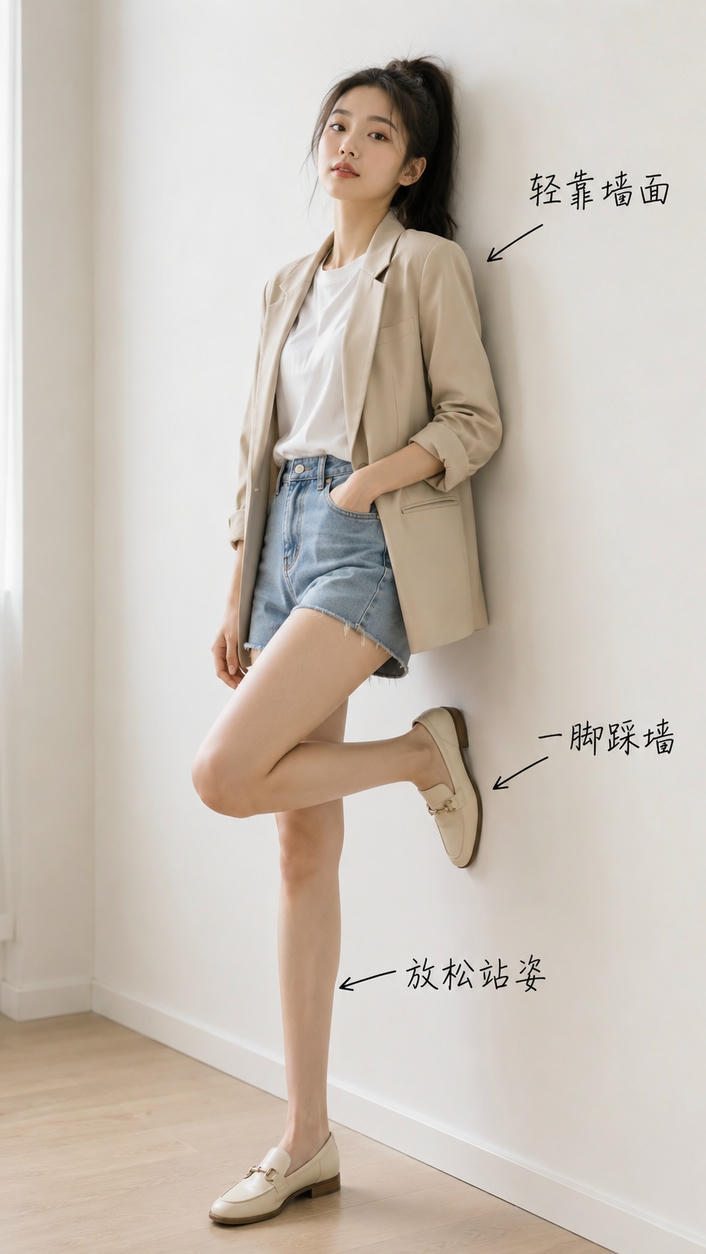 靠墙踩墙站姿