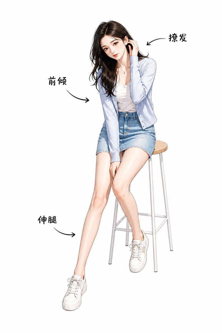高脚凳前倾撩发